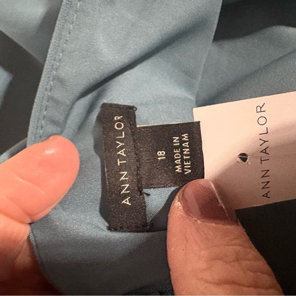 Ann Taylor Teal Short-Sleeve Midi Dress with Waist Tie - Picture 11 of 14